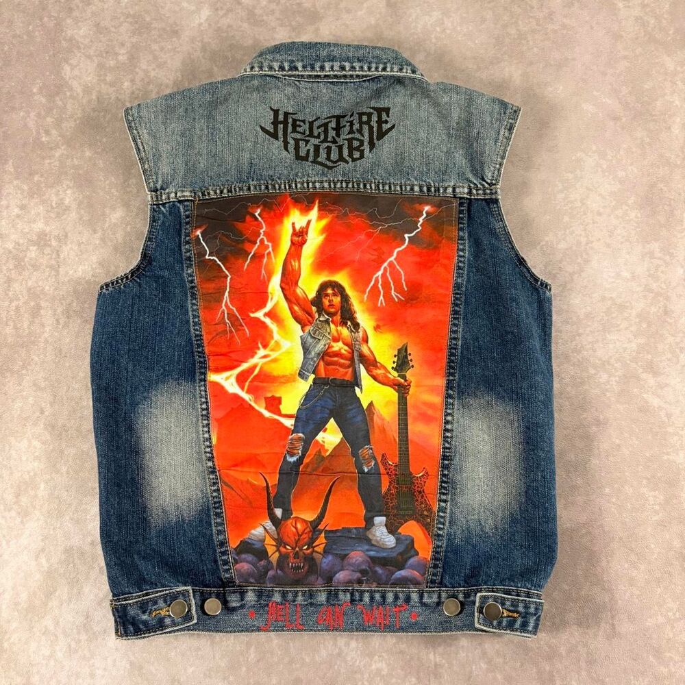stranger things event exclusive hellfire club button up denim vest